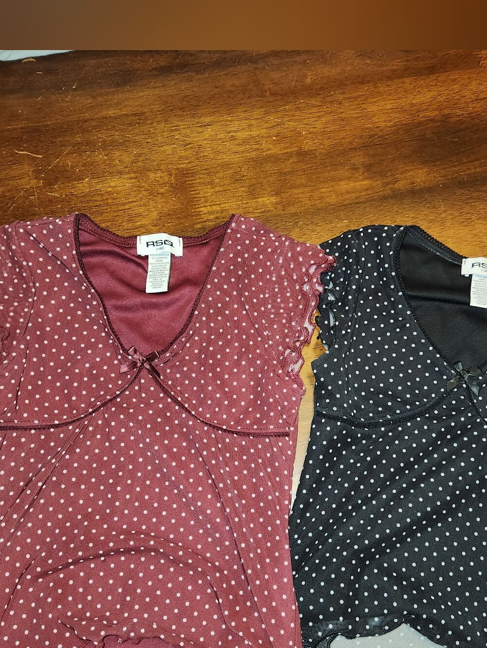 LOT OF 2 RSQ Tillys Polka Dot Burgundy Black Xs Juniors